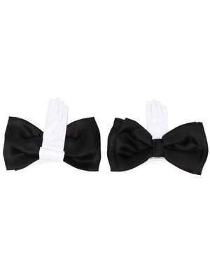 Parlor bow-detail satin gloves - Black