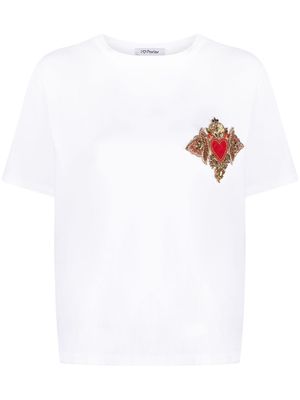 Parlor embroidered-design cotton T-shirt - White