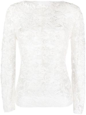 Parlor embroidered long-sleeve top - White