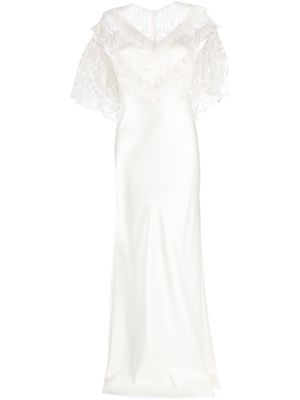 Parlor floral-embroidery bridal gown - Neutrals