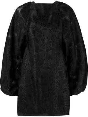 Parlor floral-print shift silk dress - Black