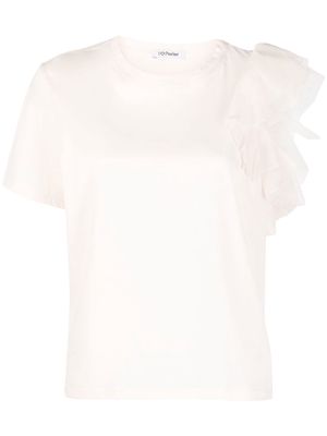Parlor frilled-detail organic cotton T-shirt - Pink