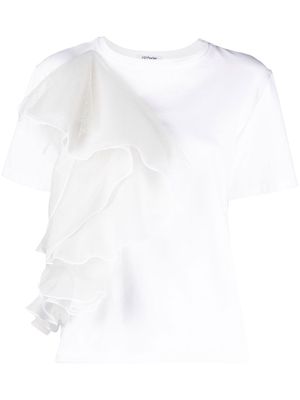 Parlor frills-detail T-shirt - White