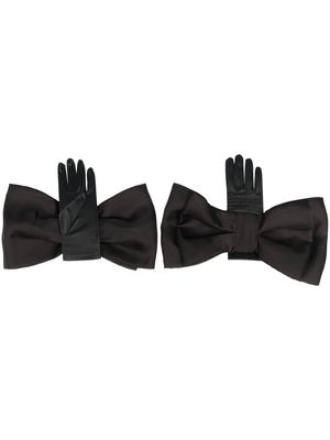 Parlor oversized-bow detail gloves - Black