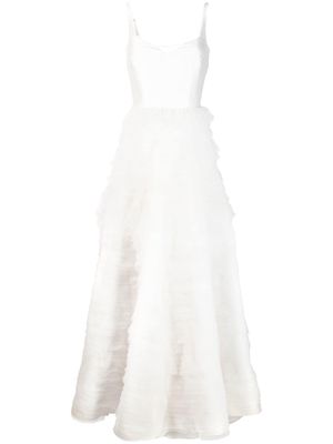 Parlor ruffle-layered bridal dress - White