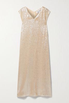 PARTOW - Athena Crinkled Metallic Silk-blend Chiffon Midi Dress - Pink