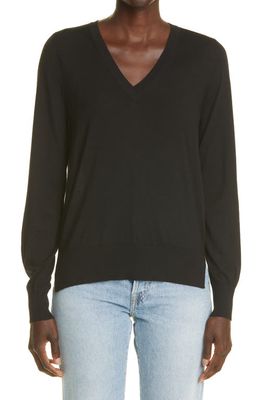 PARTOW Franca V-Neck Wool Sweater in Black