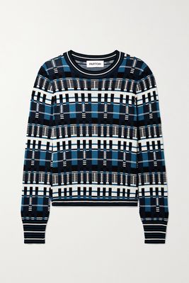 PARTOW - Kai Silk And Wool-blend Jacquard Sweater - Blue