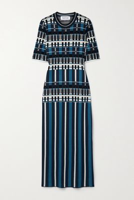 PARTOW - Kinsley Silk And Wool-blend Jacquard Midi Dress - Blue