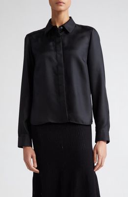 PARTOW Lara Silk Button-Up Top in Black