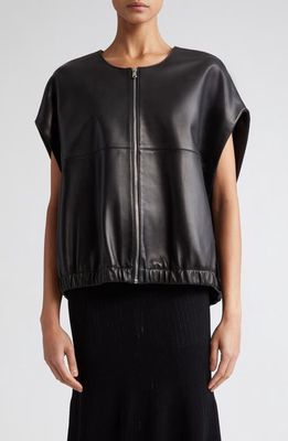 PARTOW Madden Cap Sleeve Leather Jacket in Black