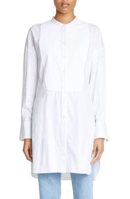 PARTOW Meline Bib Front Cotton Button-Up Tunic in White