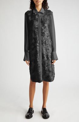 PARTOW Rosa Paillette Long Sleeve Shirtdress in Black