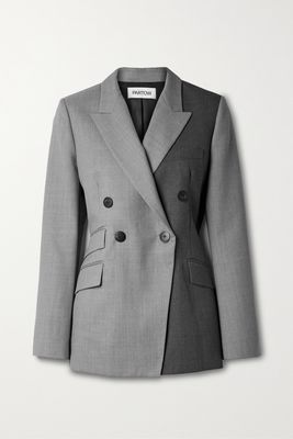PARTOW - Steph Double-breasted Two-tone Wool-twill Blazer - Gray