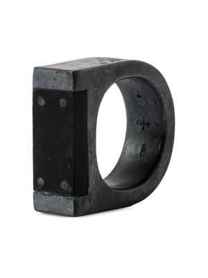 Parts of Four Plate Single matte jet sterling-silver ring - Black
