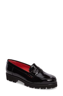 Pas de Rouge Classic Penny Loafer in Black Patent Leather