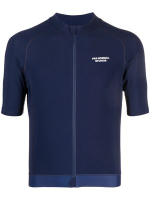 Pas Normal Studios logo-print zip-up T-shirt - Blue