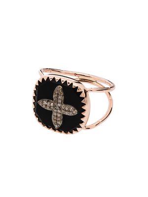 Pascale Monvoisin 9kt rose gold Bowie N°2 diamond cross ring - Pink