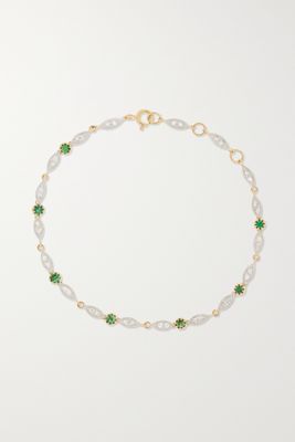 Pascale Monvoisin - Ava 9-karat Gold, Sterling Silver, Emerald And Diamond Bracelet - one size