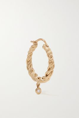 Pascale Monvoisin - Noa 9-karat Gold Diamond Single Hoop Earring - one size