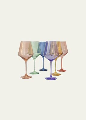 Pastel-Mixed Wine Glasses, Set of 6