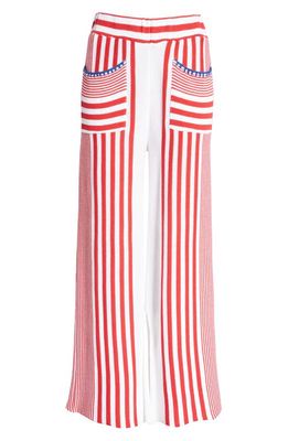 Pastíche Pepe Stripe Cotton Blend Knit Pants in Red