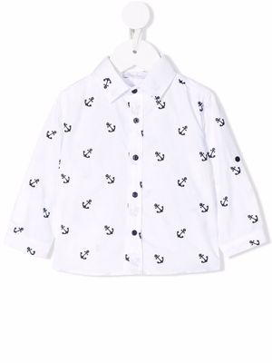 Patachou anchor-print poplin shirt - White