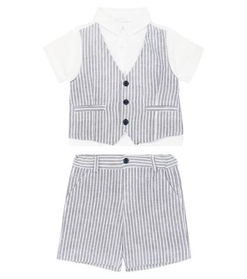 Patachou Baby striped linen and cotton shirt and shorts set