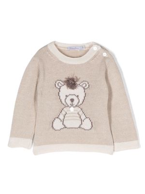 Patachou bear-motif intarsia-knit jumper - Neutrals