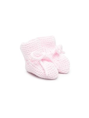 Patachou bow-detail knitted pre-walkers - Pink