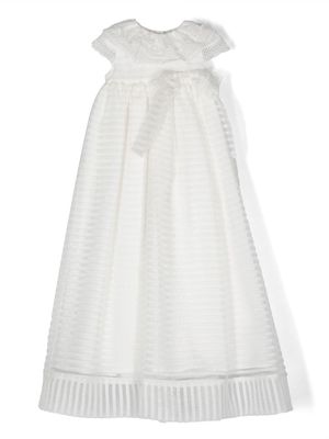 Patachou bow-detail patterned-jacquard gown - White