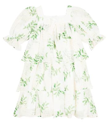 Patachou Bow-detail printed tiered dress