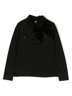 Patachou bow-detail rhinestone-embellished blouse - Black