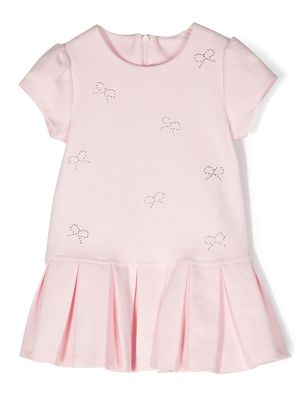 Patachou bow-detail short-sleeved dress - Pink