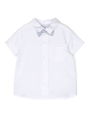 Patachou bow-tie short-sleeve shirt - White