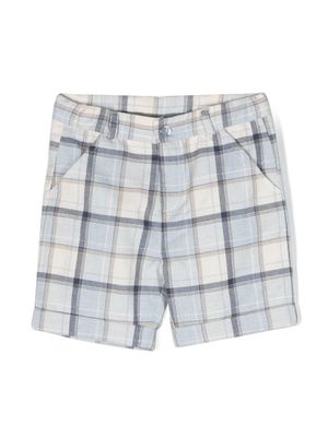 Patachou check-pattern cotton shorts - Blue