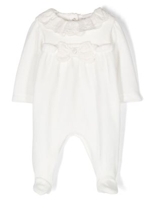 Patachou embroidered-edge ruffle-collar pajamas - White