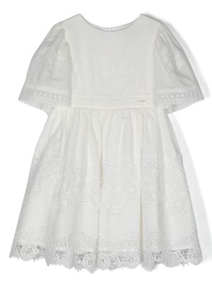 Patachou embroidered short-sleeved dress - White