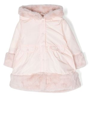 Patachou faux-fur hooded coat - Pink