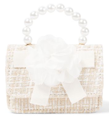 Patachou Faux pearl-embellished tweed tote bag