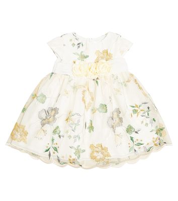 Patachou Floral-appliqué embroidered tulle dress