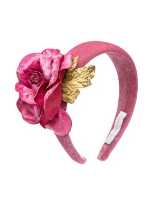 Patachou floral-appliqué jersey hair band - Pink