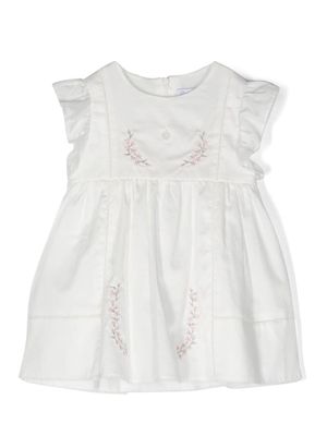 Patachou floral-embroidered sleeveless dress - White