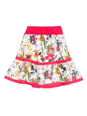 Patachou floral-print elasticated cotton skirt - Pink