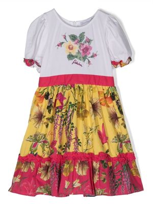 Patachou floral-print tiered dress - Yellow