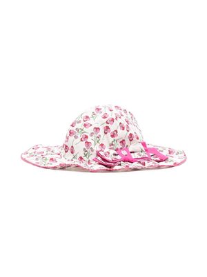 Patachou floral-print wide-brim hat - Pink