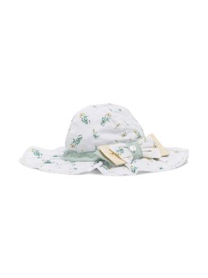 Patachou floral-print wide-brim hat - White