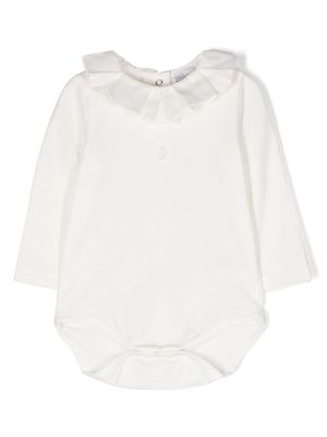 Patachou frilled-collar cotton rompers - White