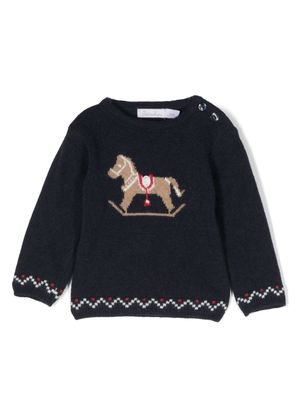 Patachou horse-motif intarsia-knit jumper - Blue