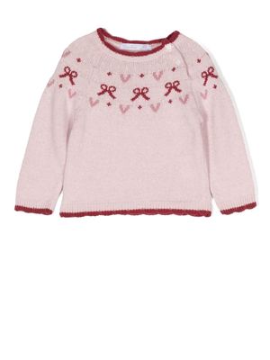 Patachou intarsia-knit jumper - Pink